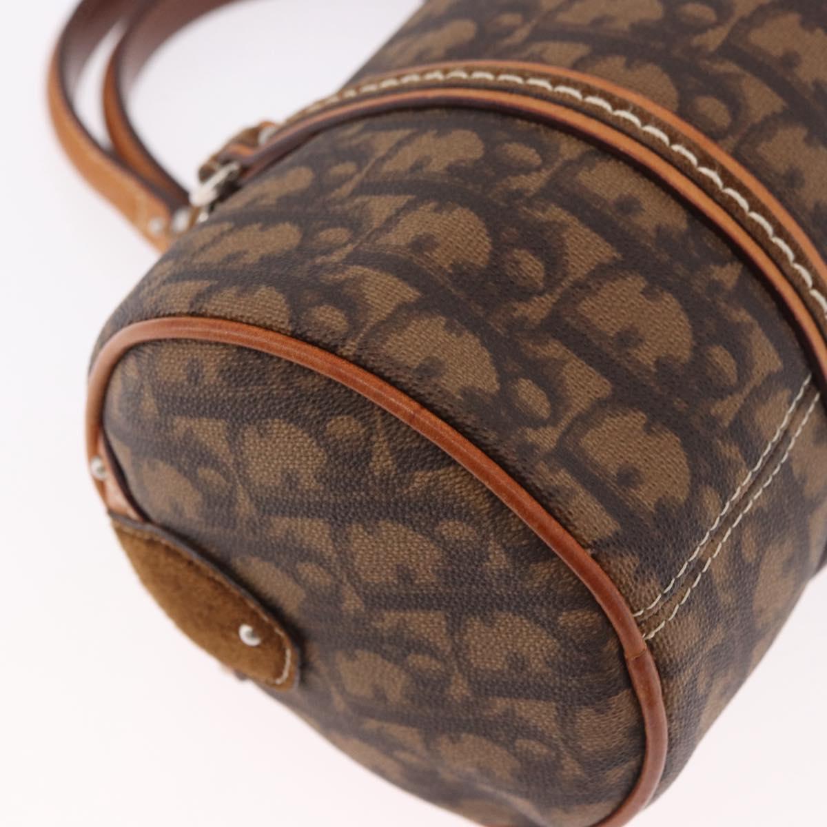Christian Dior Trotter Canvas Romantic Chain Bag PVC Brown Silver Auth 185666SAM
