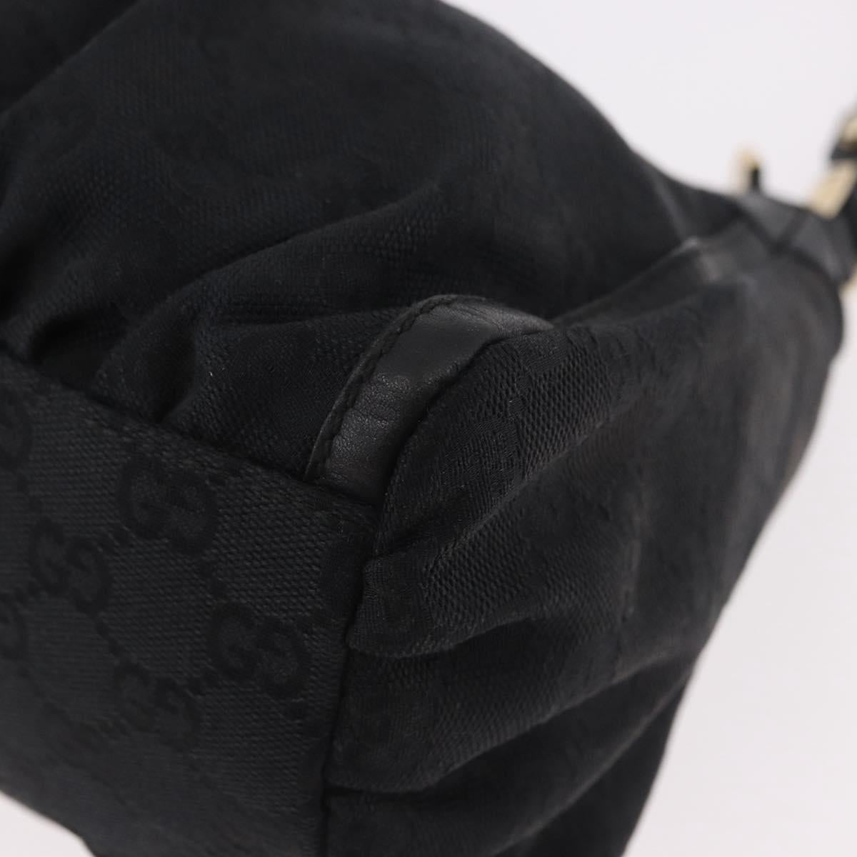 GUCCI GG Canvas Abbey Shoulder Bag Black Gold 190525 Auth 185668V