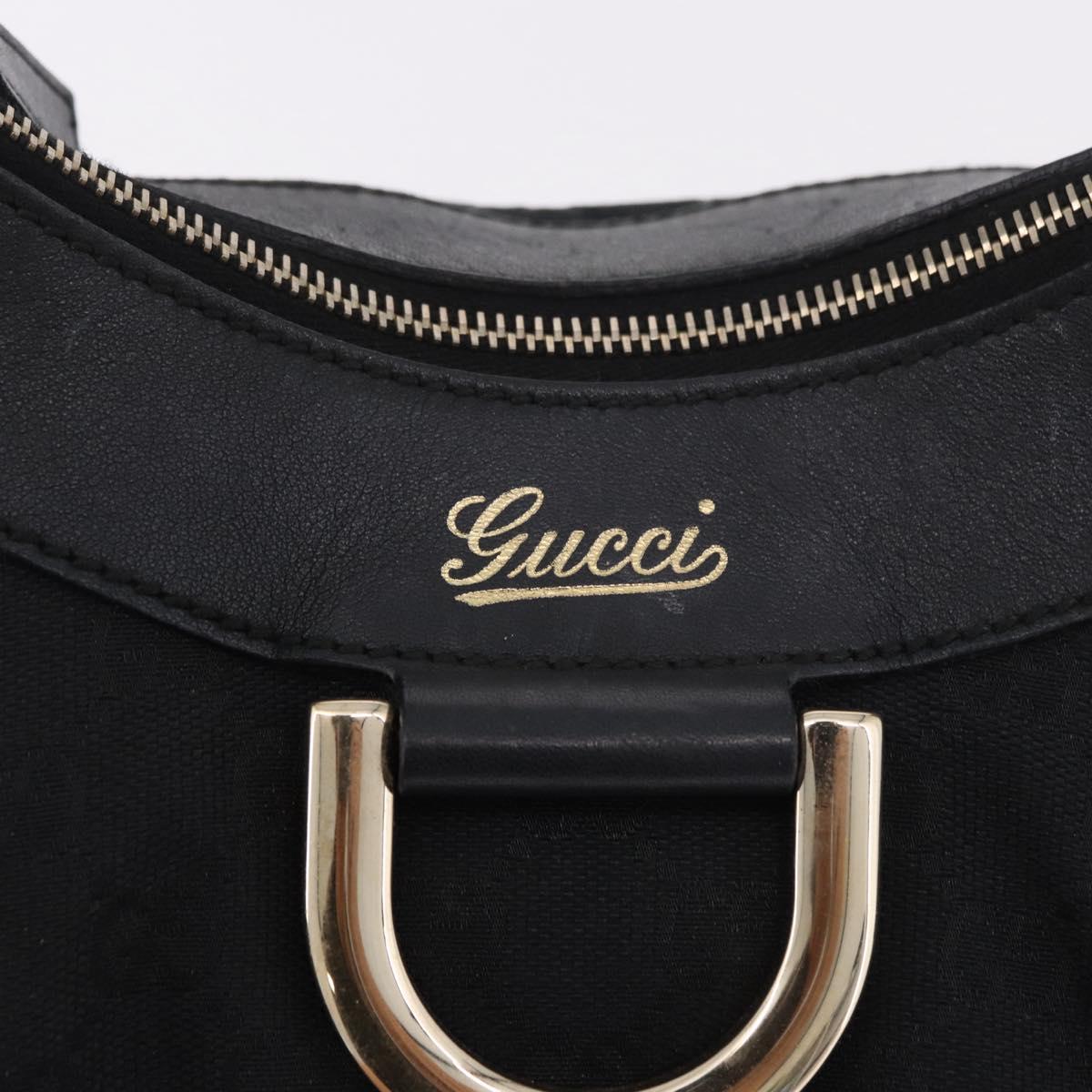GUCCI GG Canvas Abbey Shoulder Bag Black Gold 190525 Auth 185668V