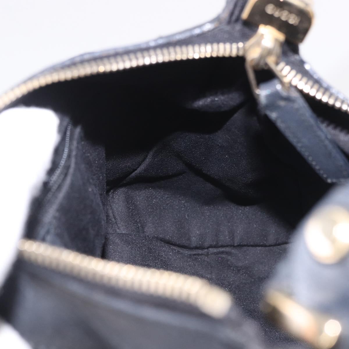 GUCCI GG Canvas Abbey Shoulder Bag Black Gold 190525 Auth 185668V