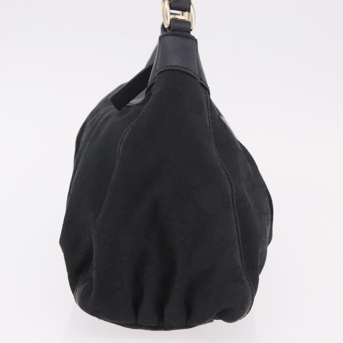 GUCCI GG Canvas Abbey Shoulder Bag Black Gold 190525 Auth 185668V