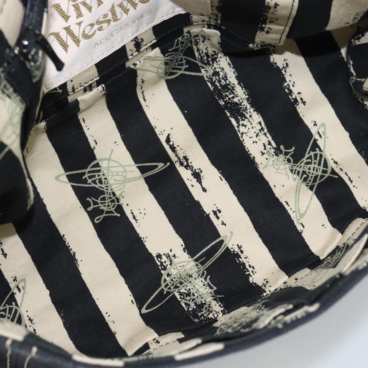 Vivienne Westwood Shoulder Bag Canvas Black Gold Auth 185669A