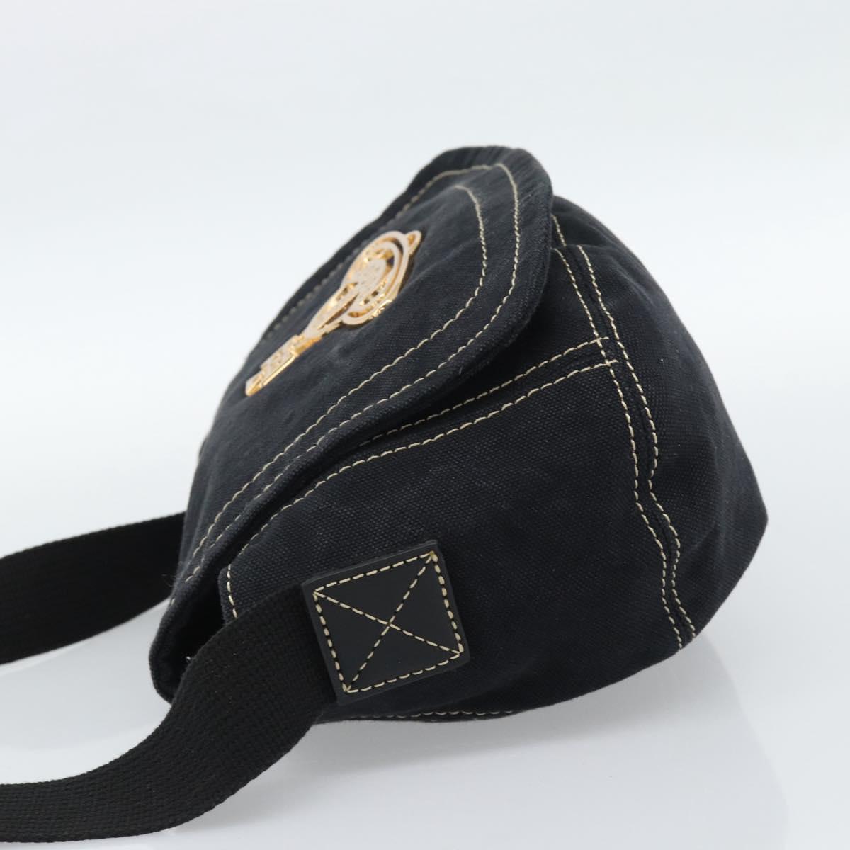 Vivienne Westwood Shoulder Bag Canvas Black Gold Auth 185669A