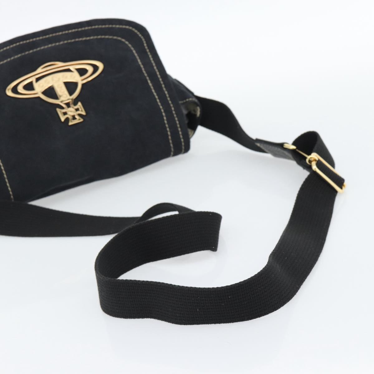 Vivienne Westwood Shoulder Bag Canvas Black Gold Auth 185669A