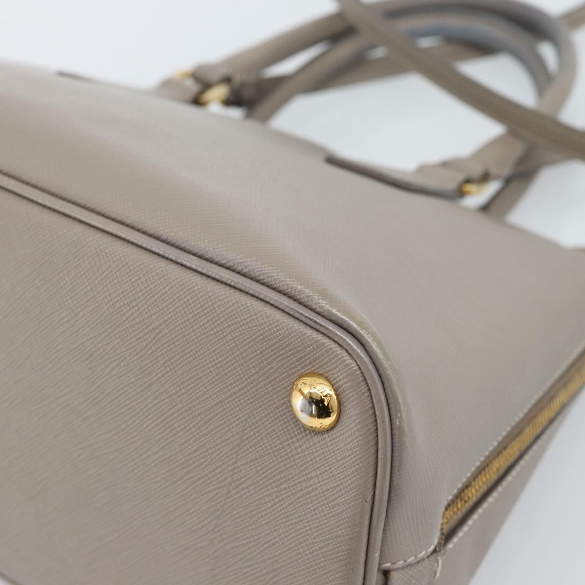 PRADA Galleria Hand Bag Saffiano leather 2way Gray Gold Auth 185671A