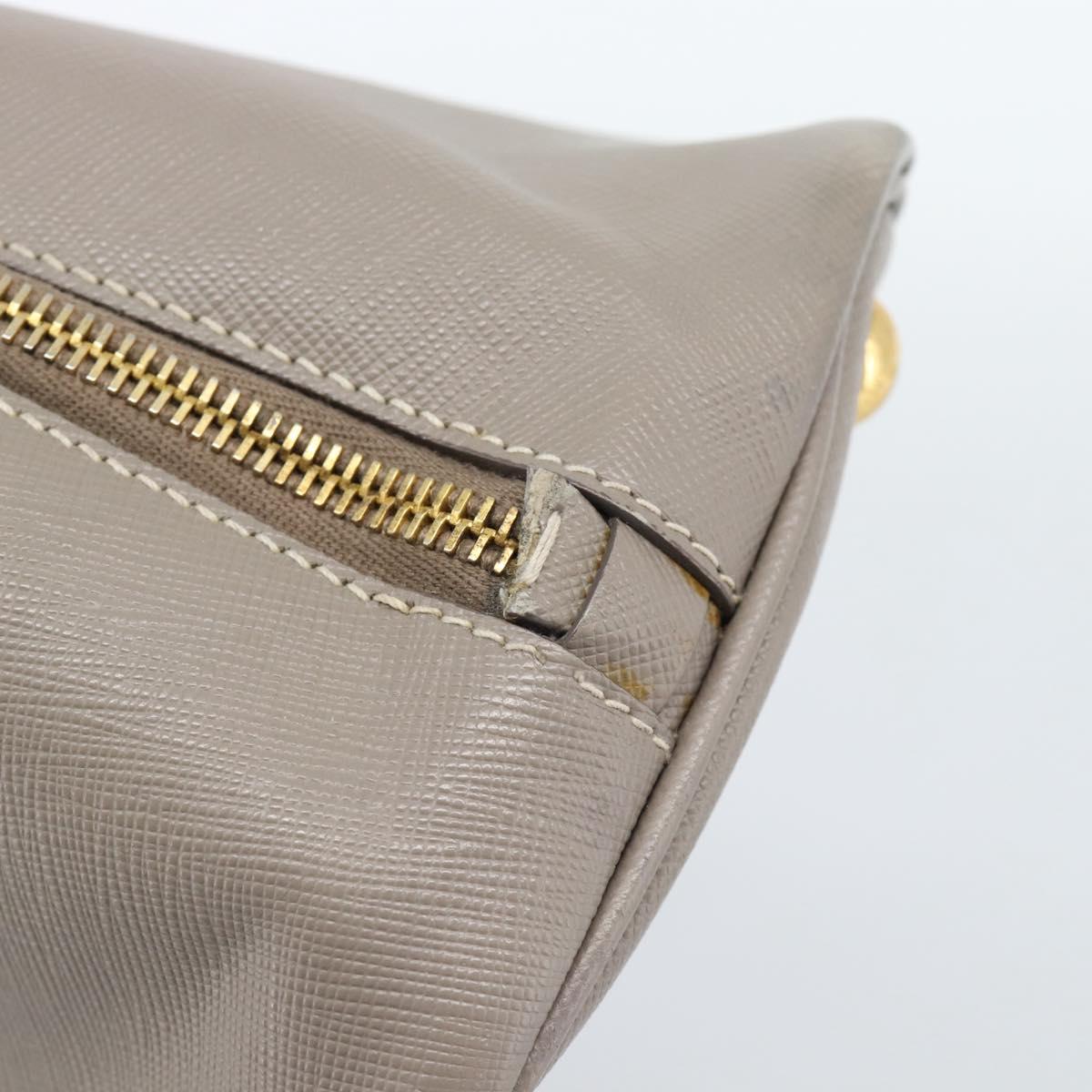 PRADA Galleria Hand Bag Saffiano leather 2way Gray Gold Auth 185671A