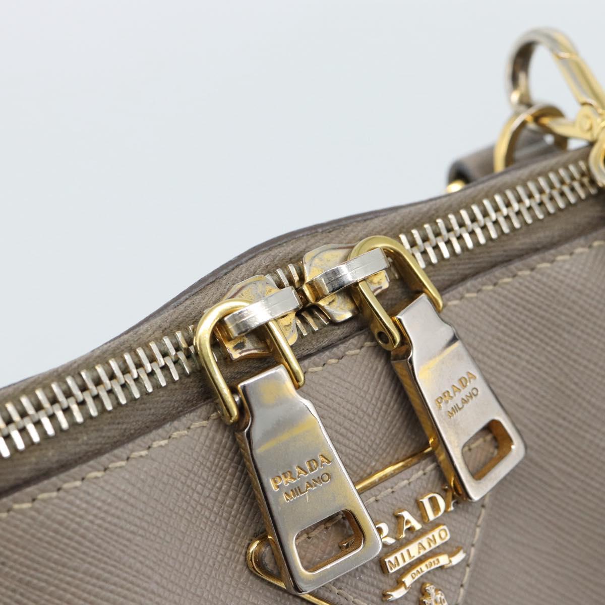 PRADA Galleria Hand Bag Saffiano leather 2way Gray Gold Auth 185671A