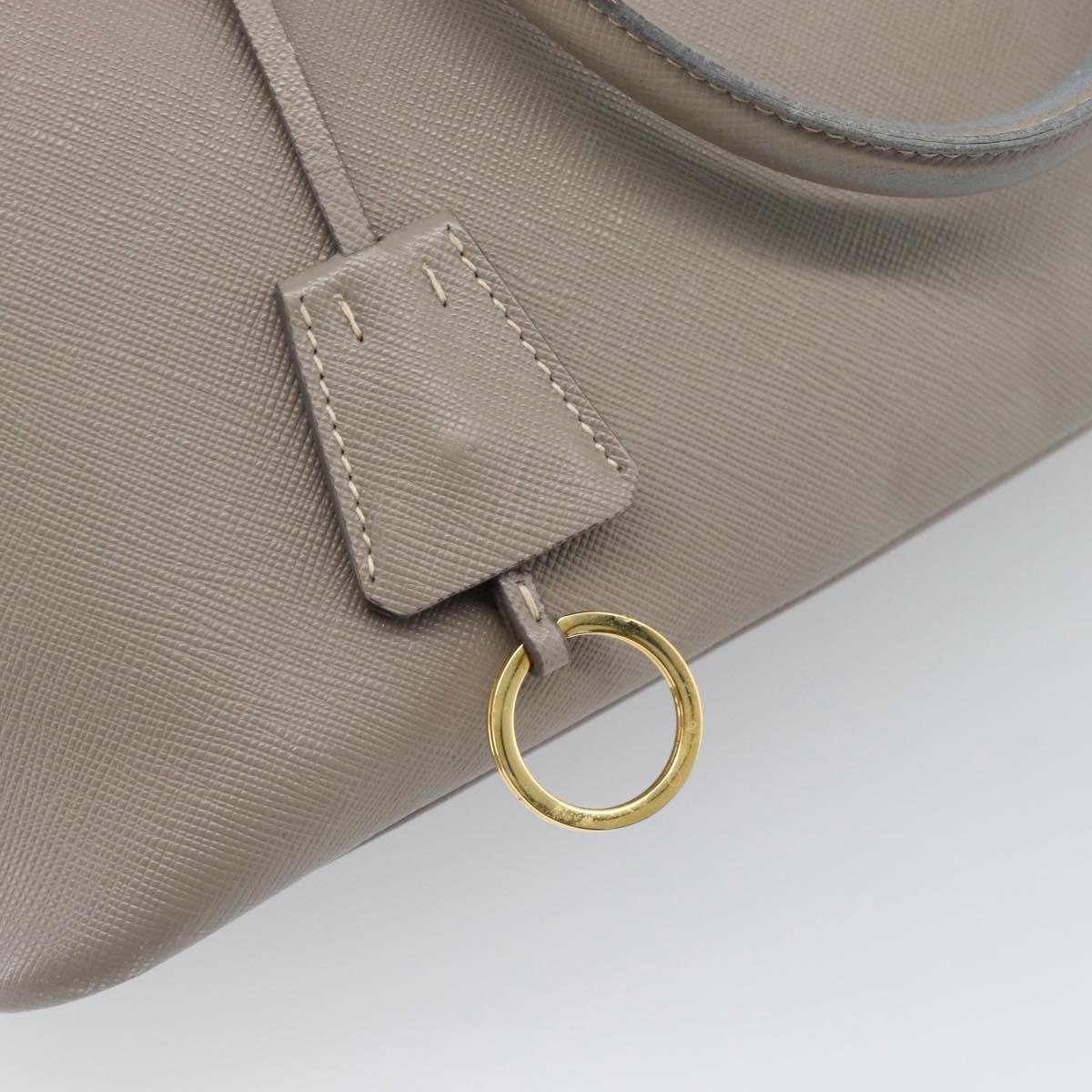 PRADA Galleria Hand Bag Saffiano leather 2way Gray Gold Auth 185671A