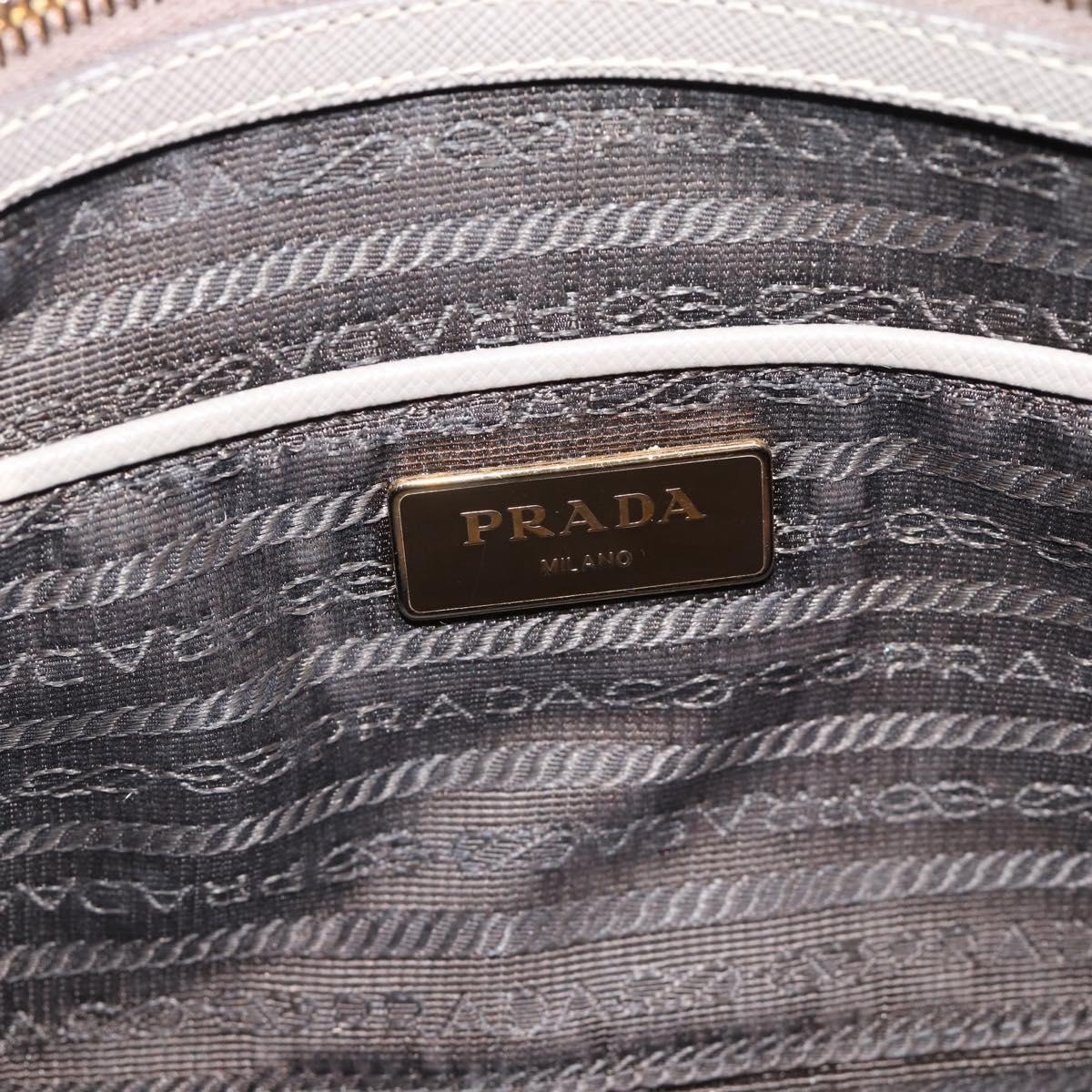 PRADA Galleria Hand Bag Saffiano leather 2way Gray Gold Auth 185671A