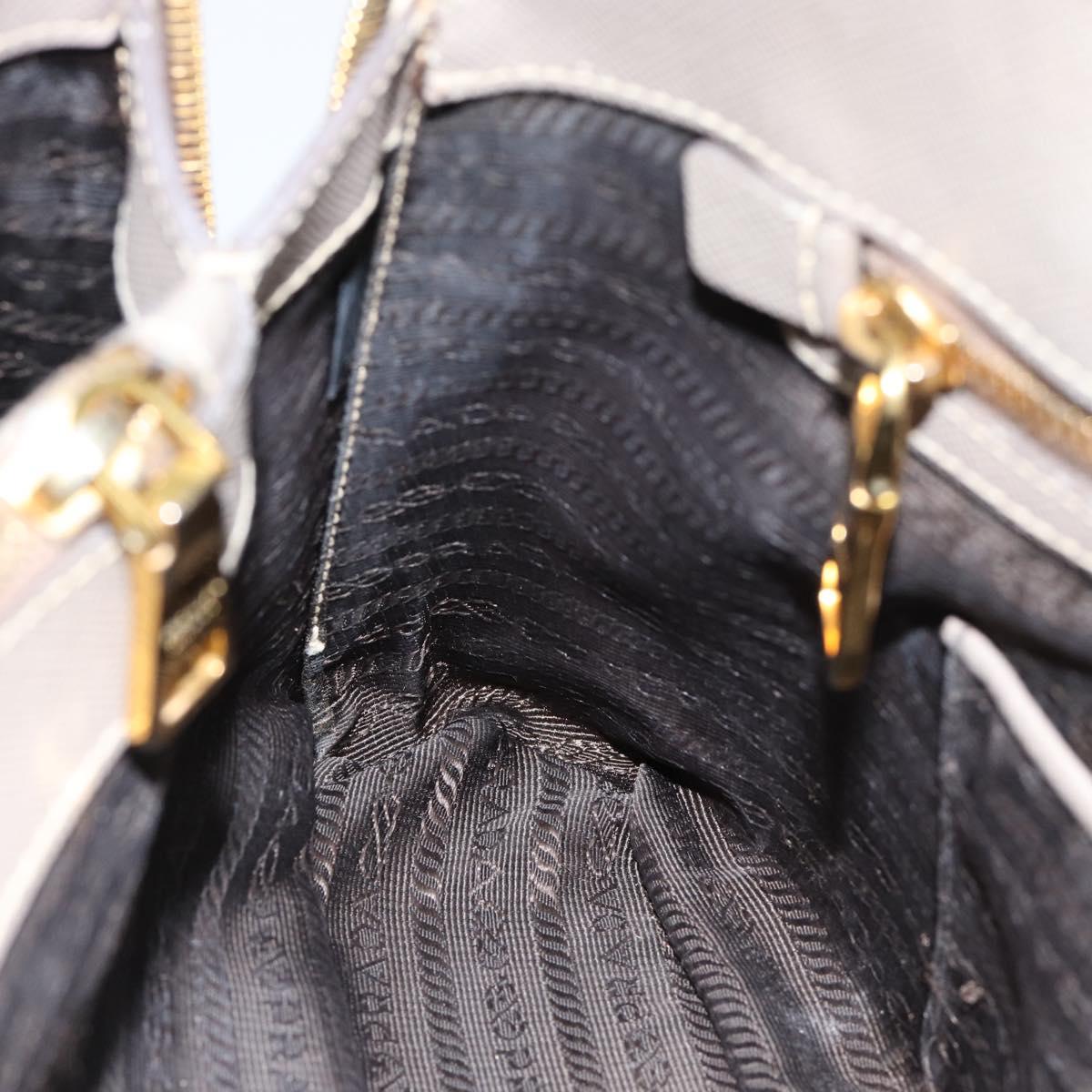 PRADA Galleria Hand Bag Saffiano leather 2way Gray Gold Auth 185671A