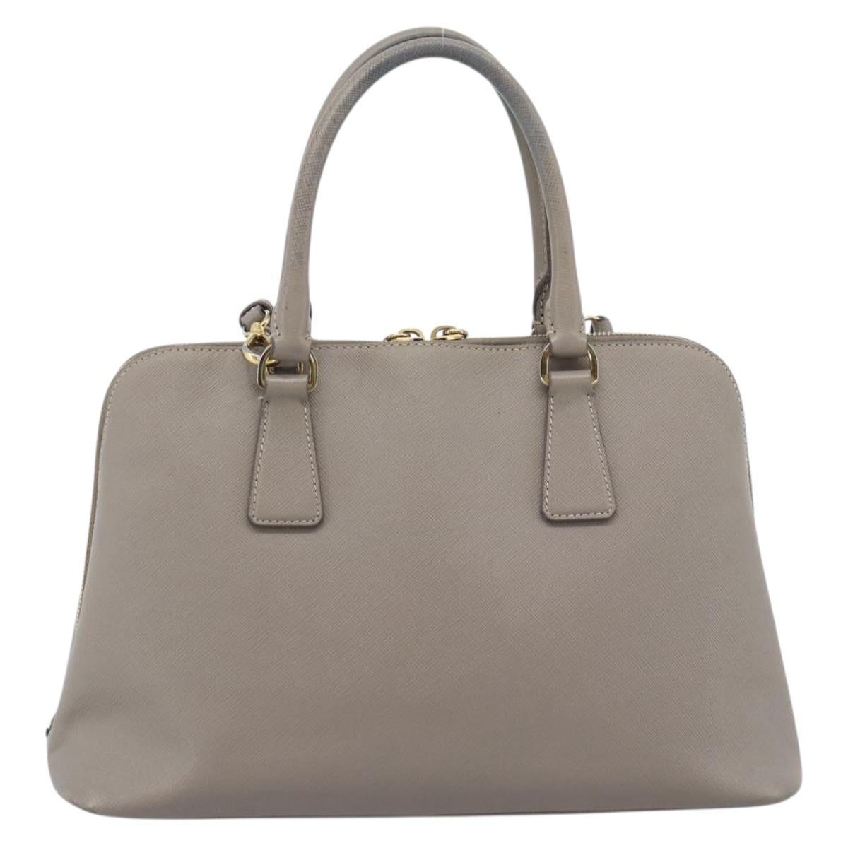 PRADA Galleria Hand Bag Saffiano leather 2way Gray Gold Auth 185671A