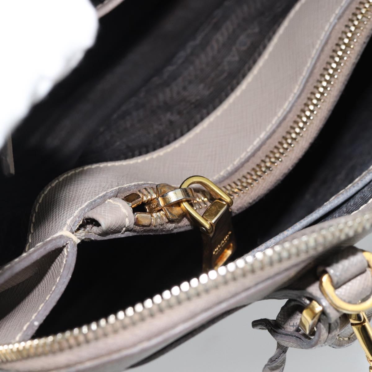 PRADA Galleria Hand Bag Saffiano leather 2way Gray Gold Auth 185671A