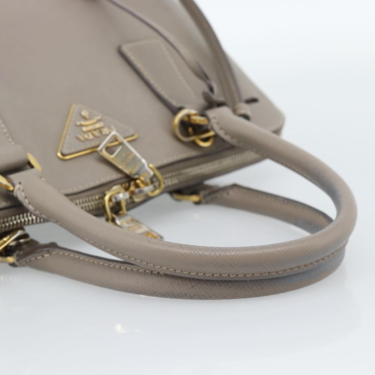 PRADA Galleria Hand Bag Saffiano leather 2way Gray Gold Auth 185671A