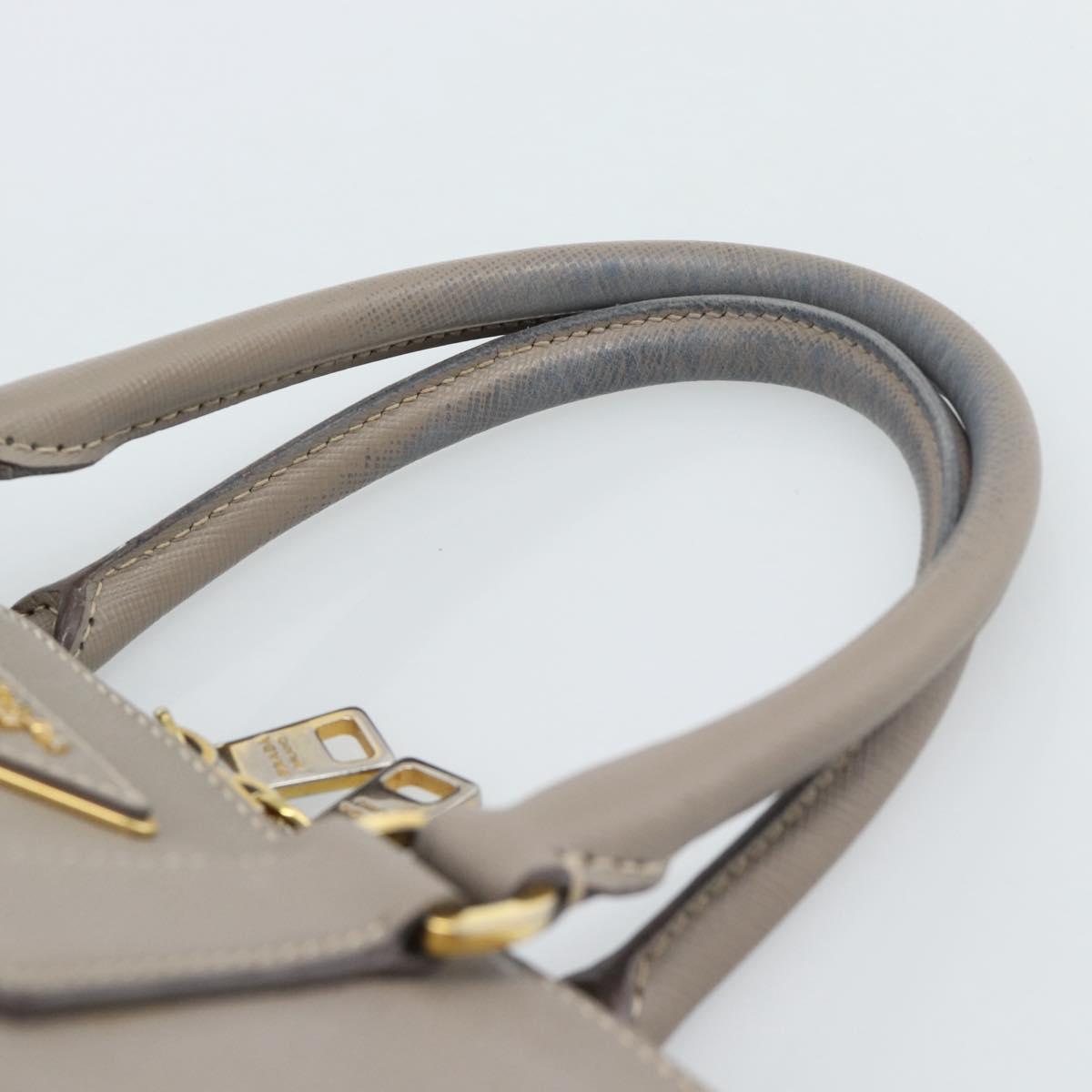 PRADA Galleria Hand Bag Saffiano leather 2way Gray Gold Auth 185671A