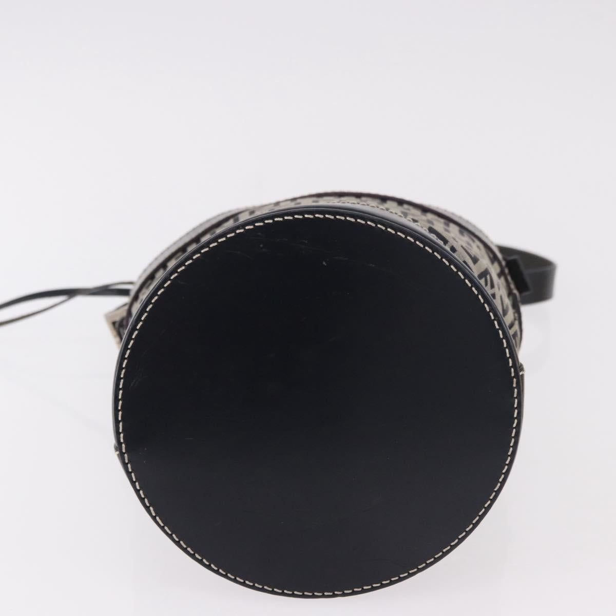 FENDI Zucchino Canvas Purse Shoulder Bag Navy Silver Auth 185672A
