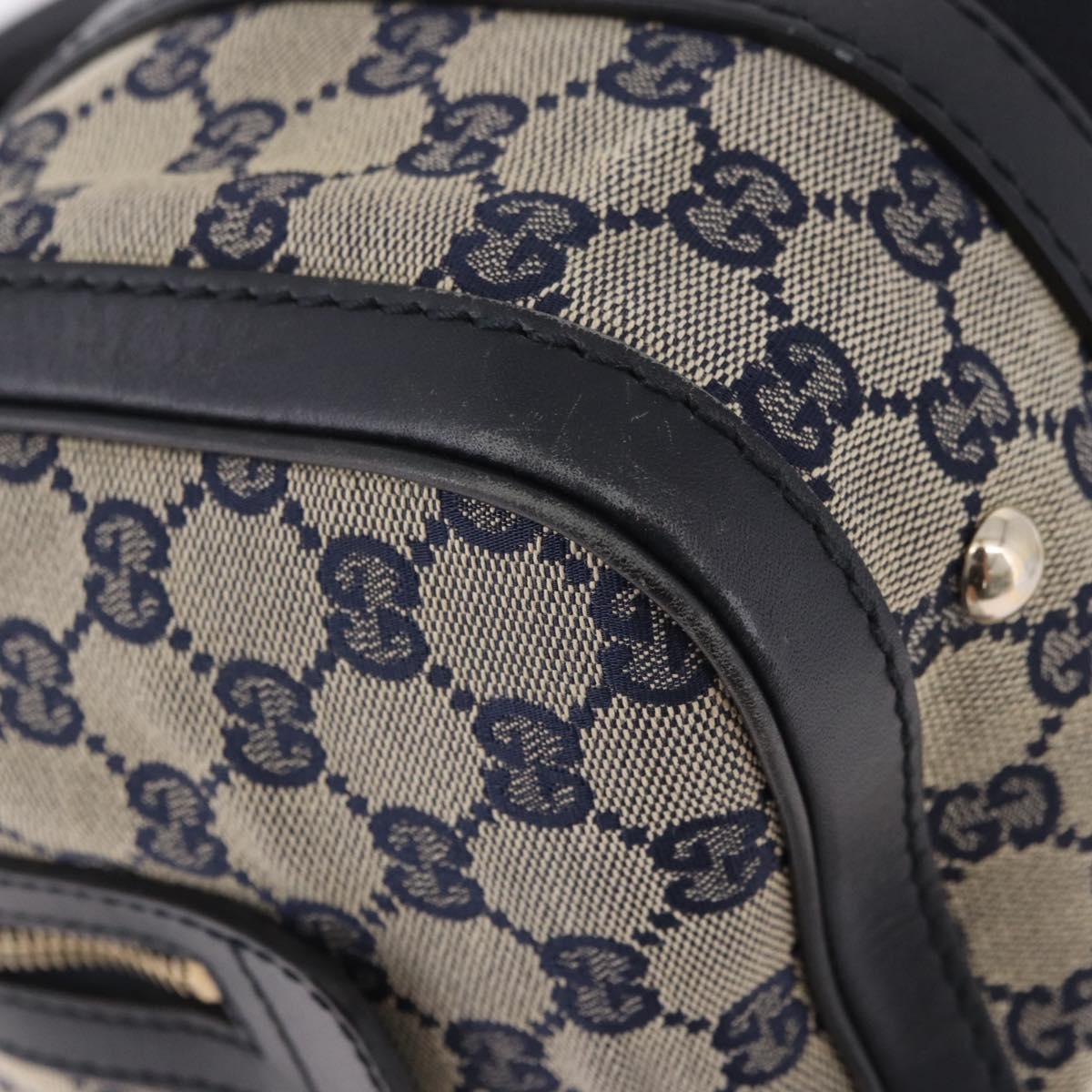 GUCCI GG Canvas Sherry Line Hand Bag Navy Gold 269876 Auth 185673A