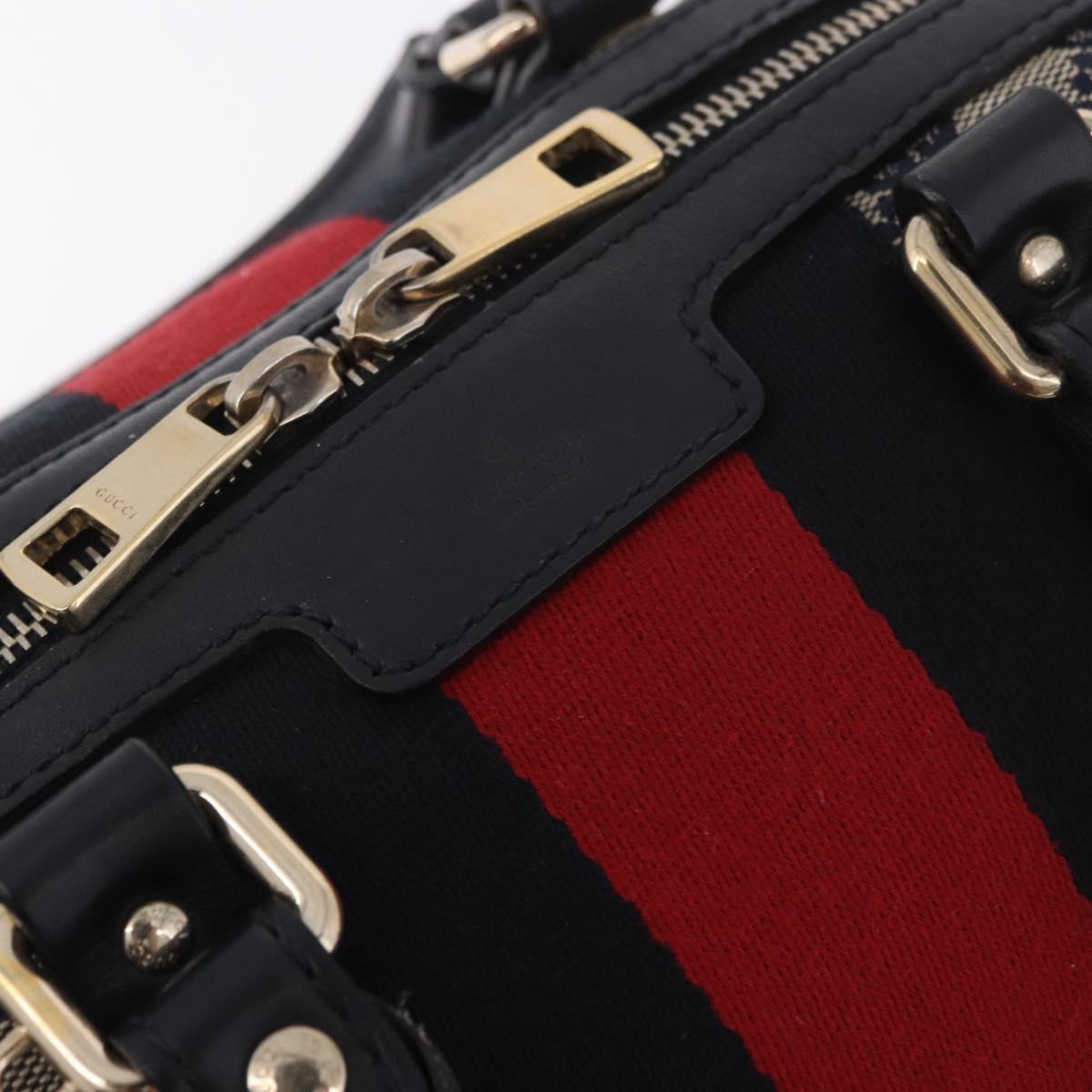 GUCCI GG Canvas Sherry Line Hand Bag Navy Gold 269876 Auth 185673A
