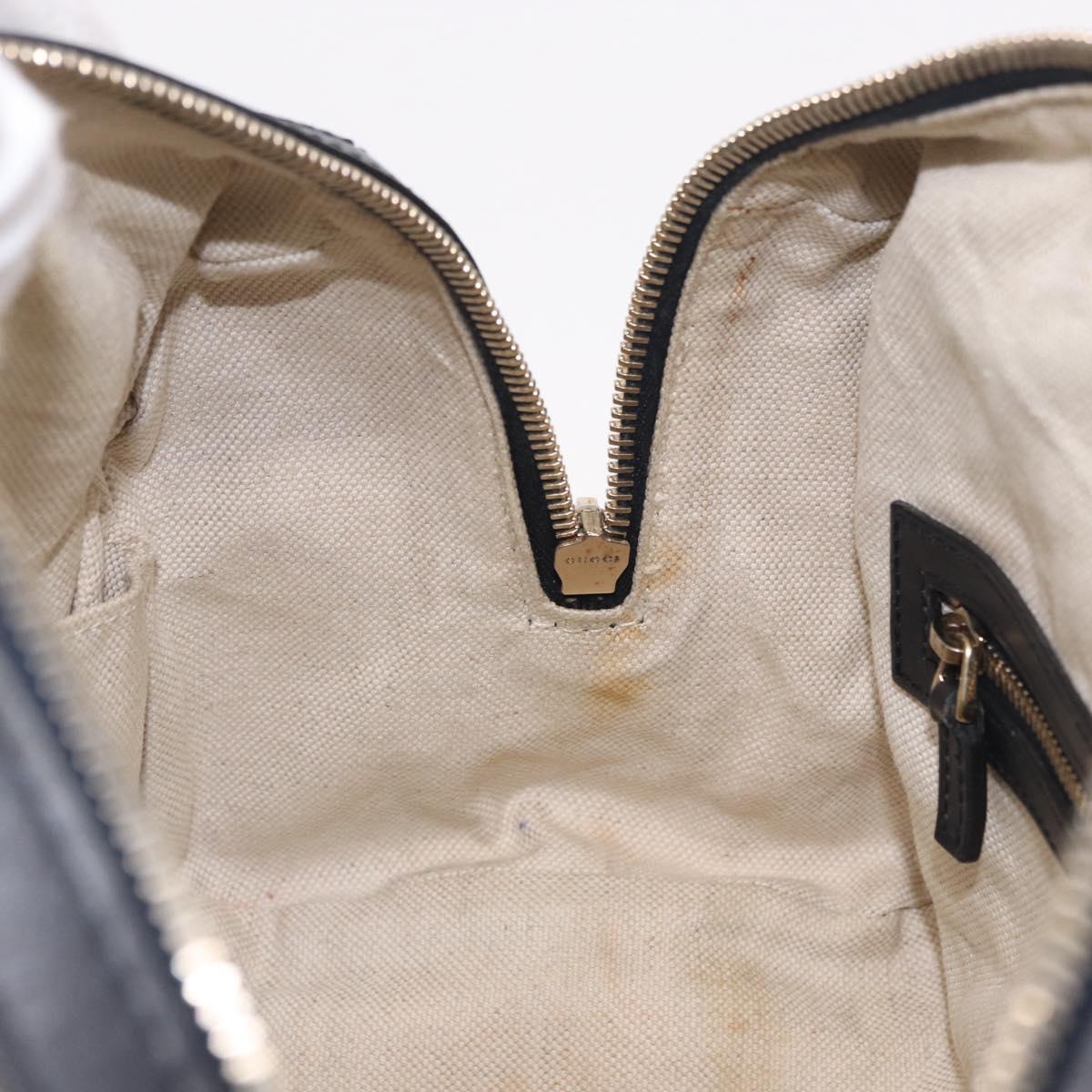 GUCCI GG Canvas Sherry Line Hand Bag Navy Gold 269876 Auth 185673A