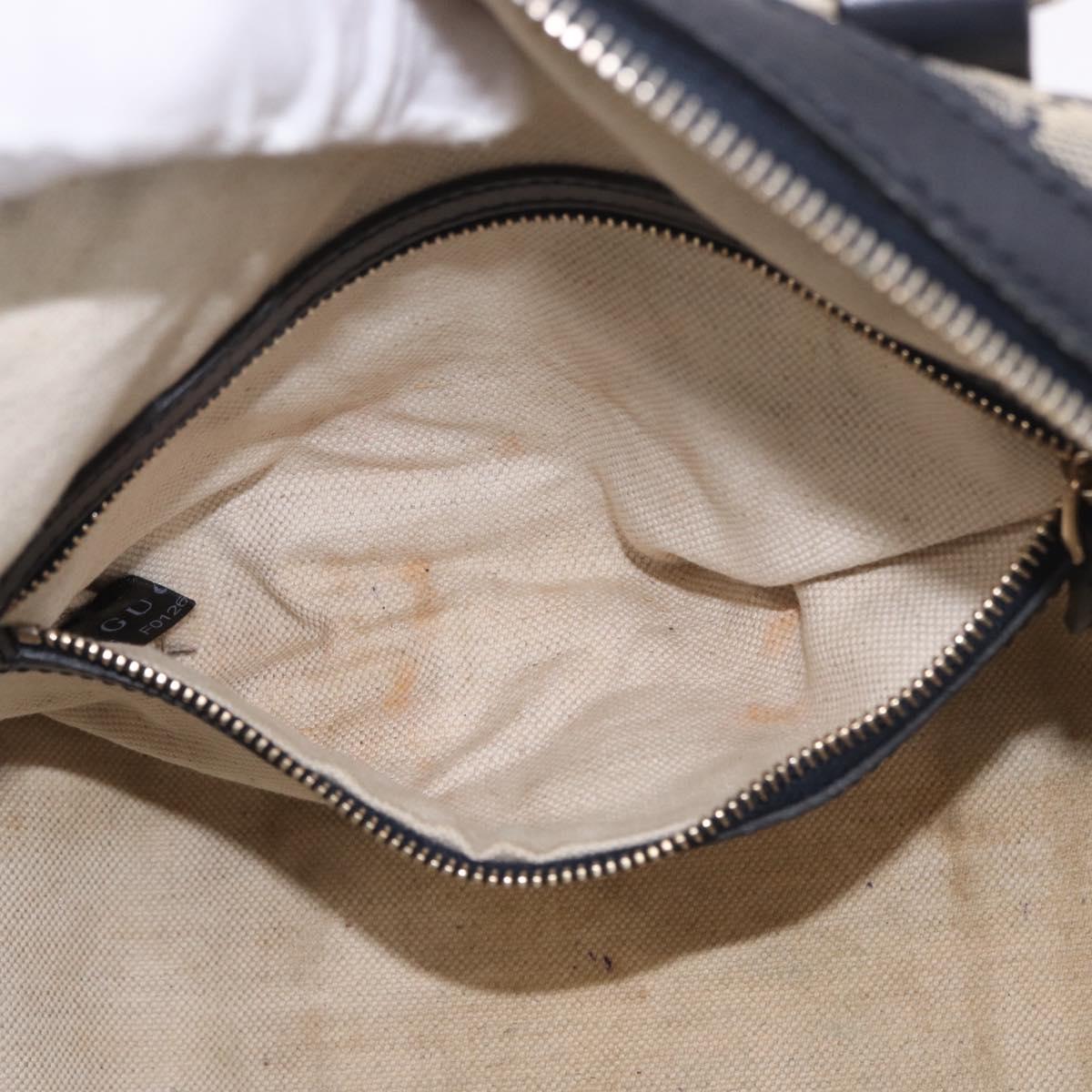 GUCCI GG Canvas Sherry Line Hand Bag Navy Gold 269876 Auth 185673A