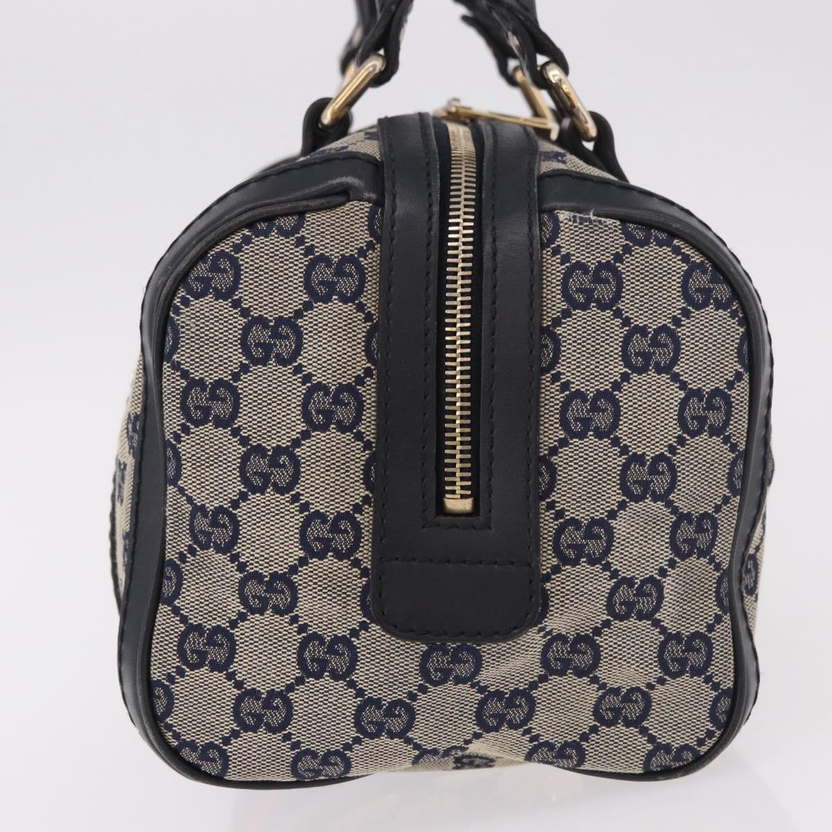 GUCCI GG Canvas Sherry Line Hand Bag Navy Gold 269876 Auth 185673A