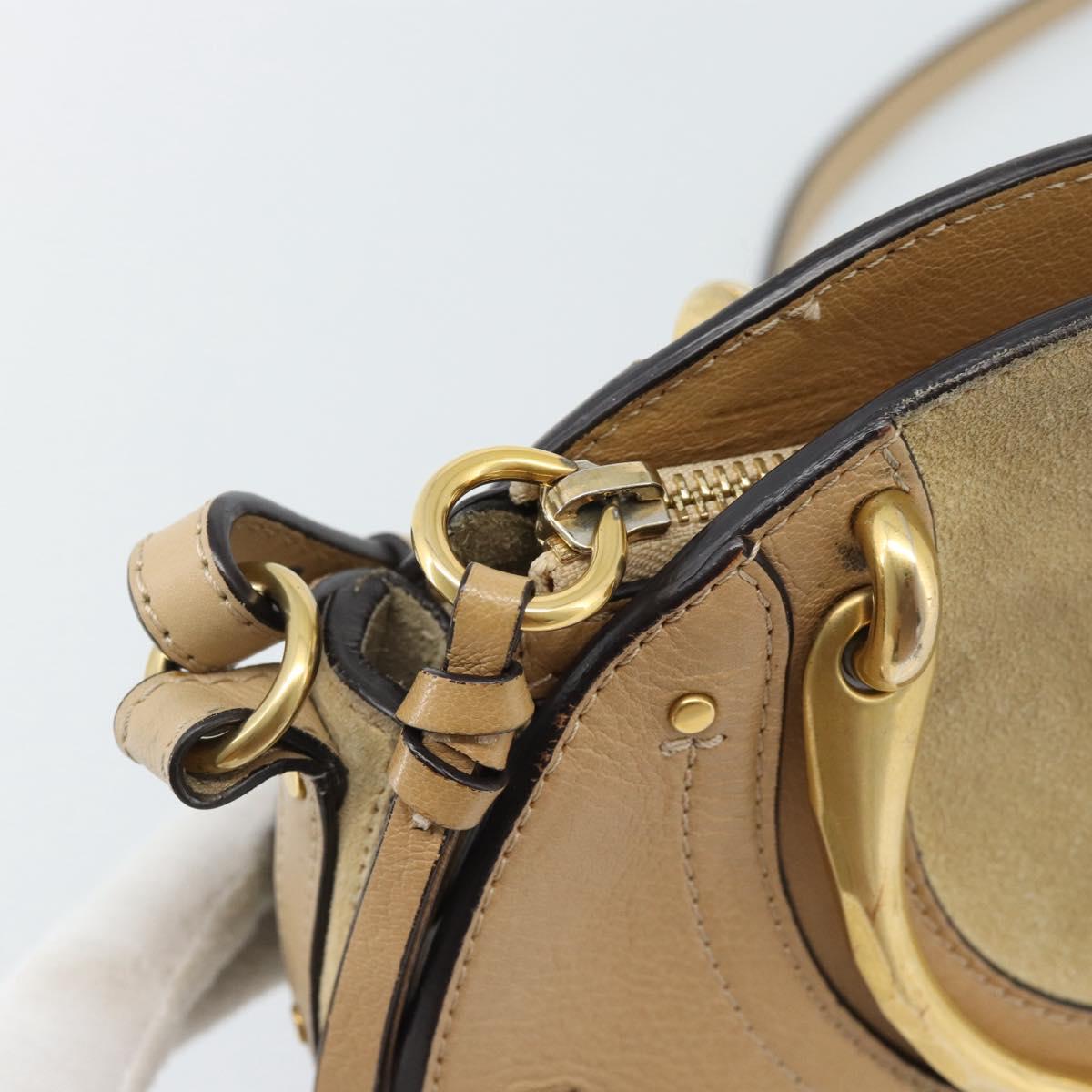 Chloe Hand Bag Leather 2way Beige Gold Auth 185674A