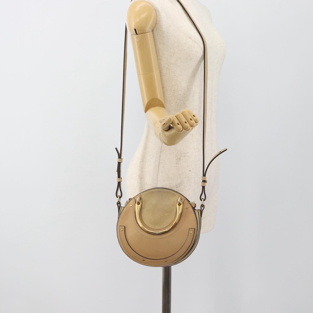 Chloe Hand Bag Leather 2way Beige Gold Auth 185674A