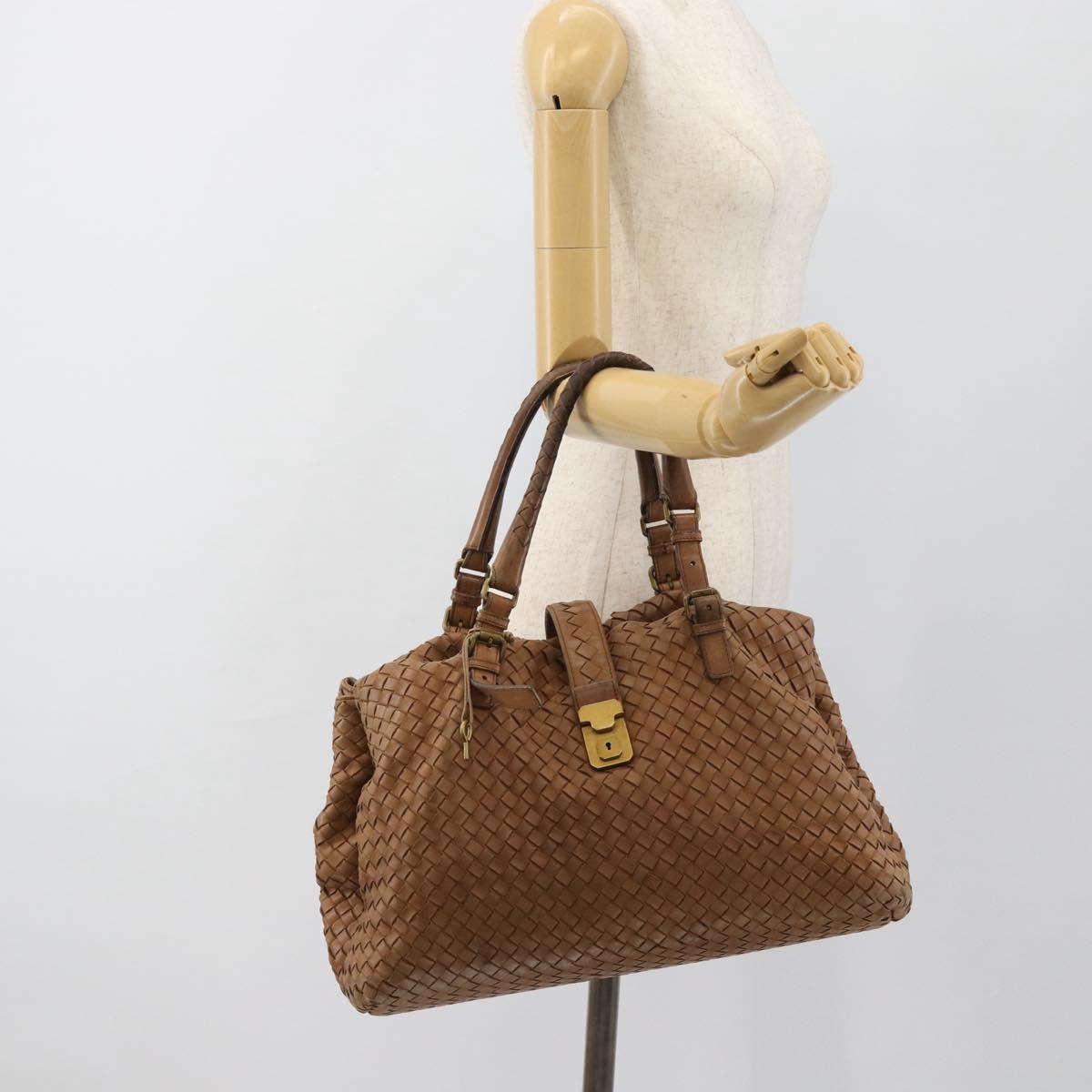 BOTTEGA VENETA INTRECCIATO Hand Bag Leather Brown Gold 171265 Auth 185676