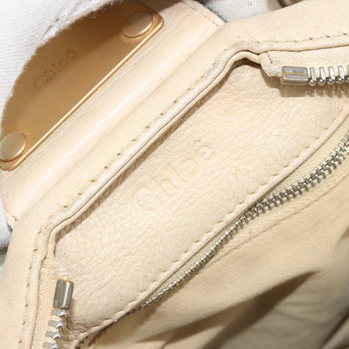 Chloe Paddington Hand Bag Leather Ivory Gold Silver Auth 185677