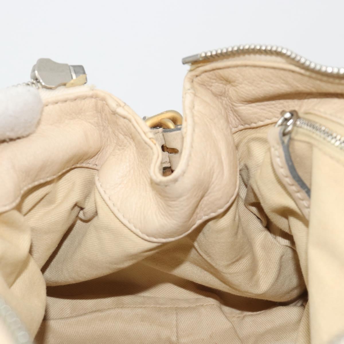 Chloe Paddington Hand Bag Leather Ivory Gold Silver Auth 185677