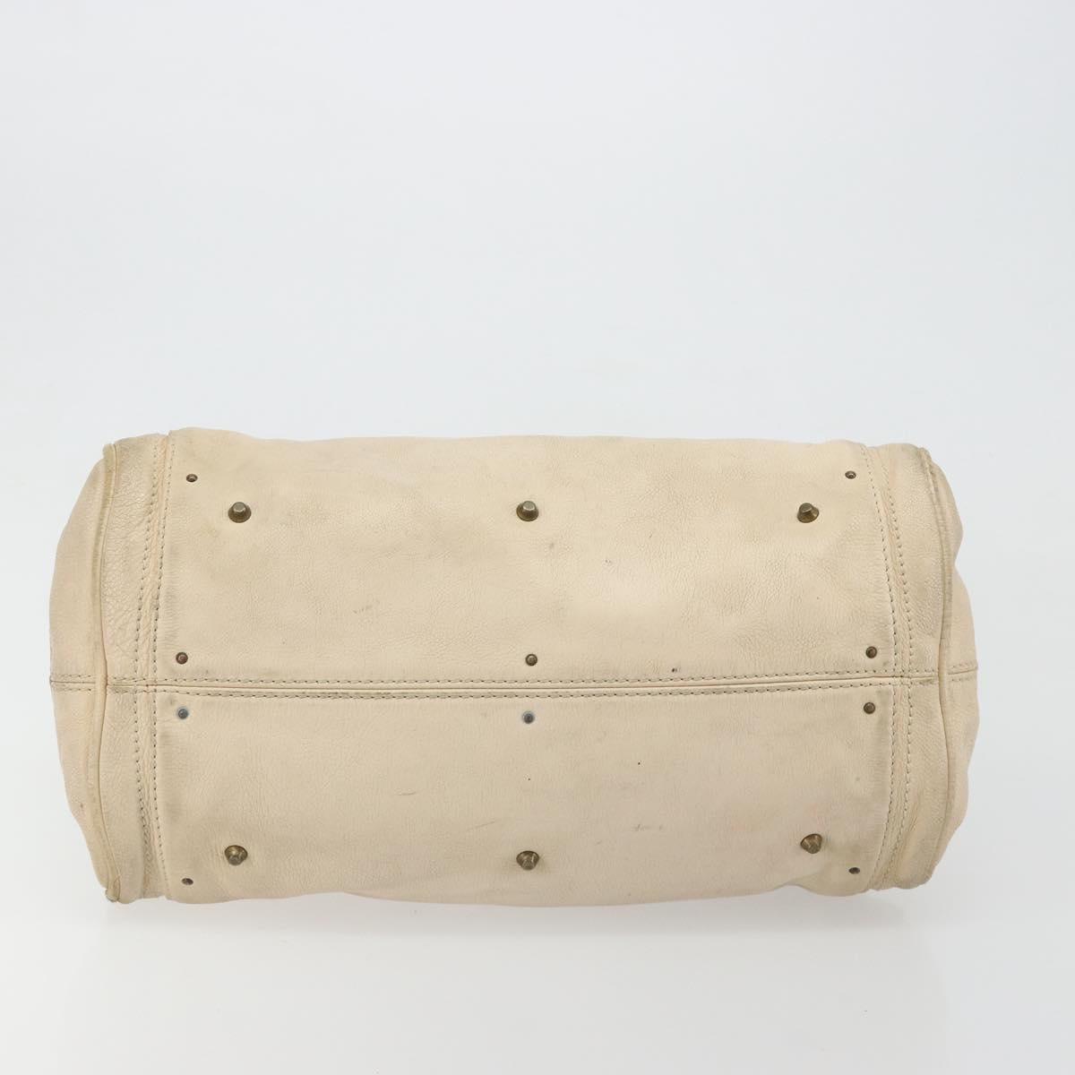 Chloe Paddington Hand Bag Leather Ivory Gold Silver Auth 185677