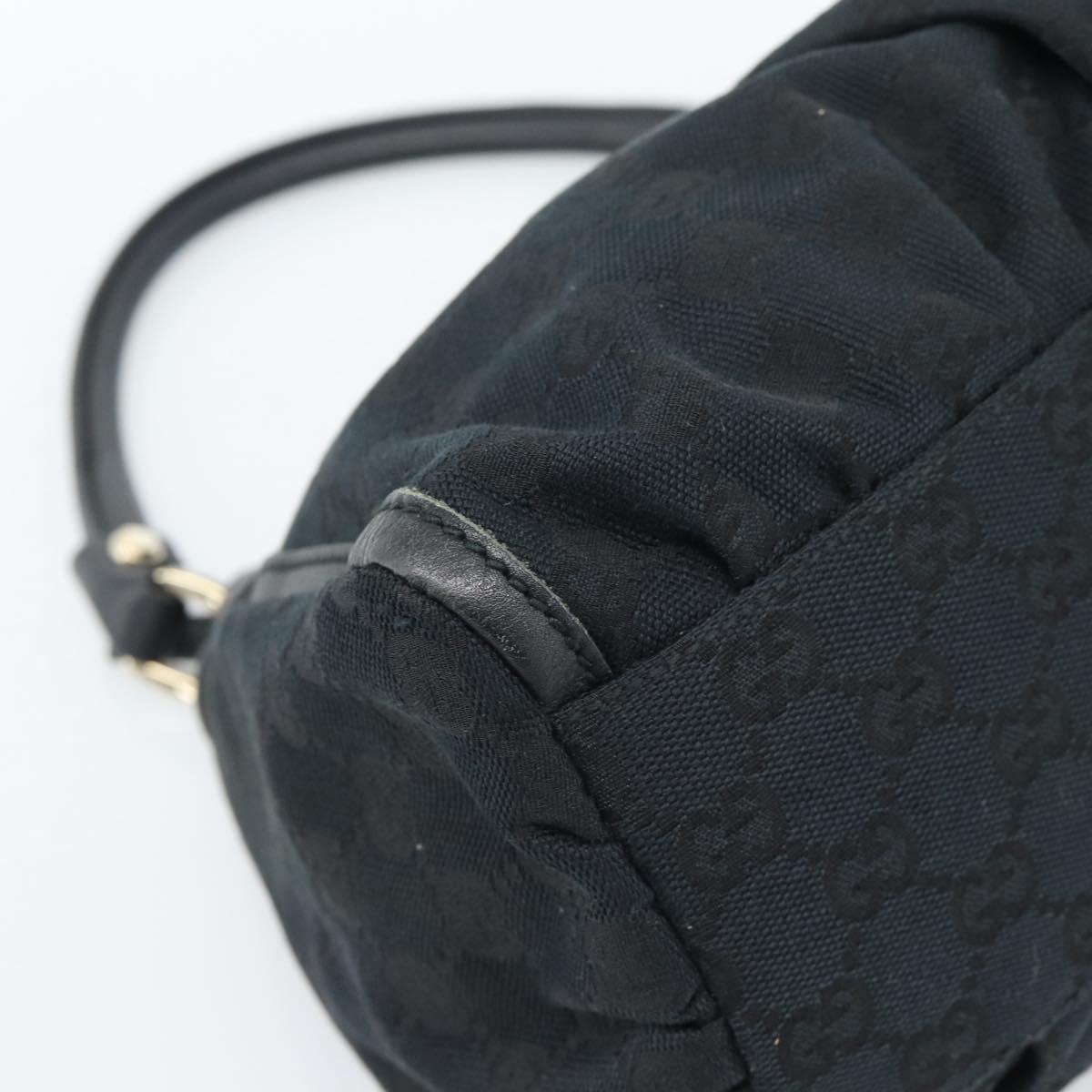 GUCCI GG Canvas Abbey Shoulder Bag Black Gold 190525 Auth 185679V