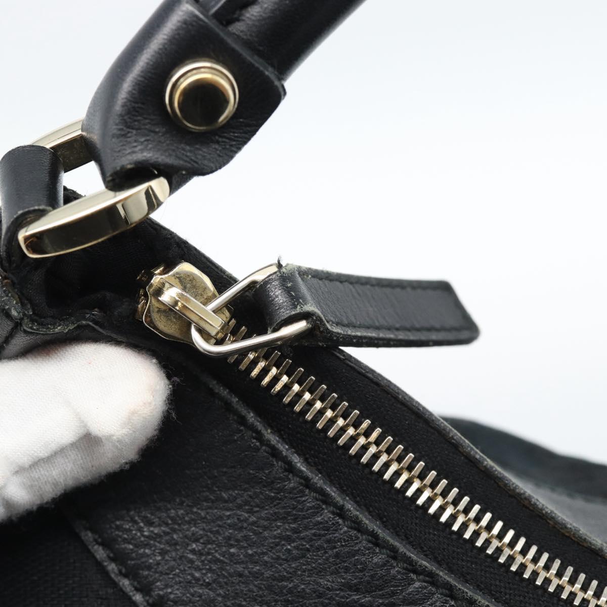 GUCCI GG Canvas Abbey Shoulder Bag Black Gold 190525 Auth 185679V