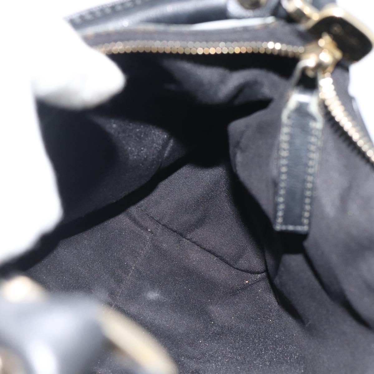 GUCCI GG Canvas Abbey Shoulder Bag Black Gold 190525 Auth 185679V