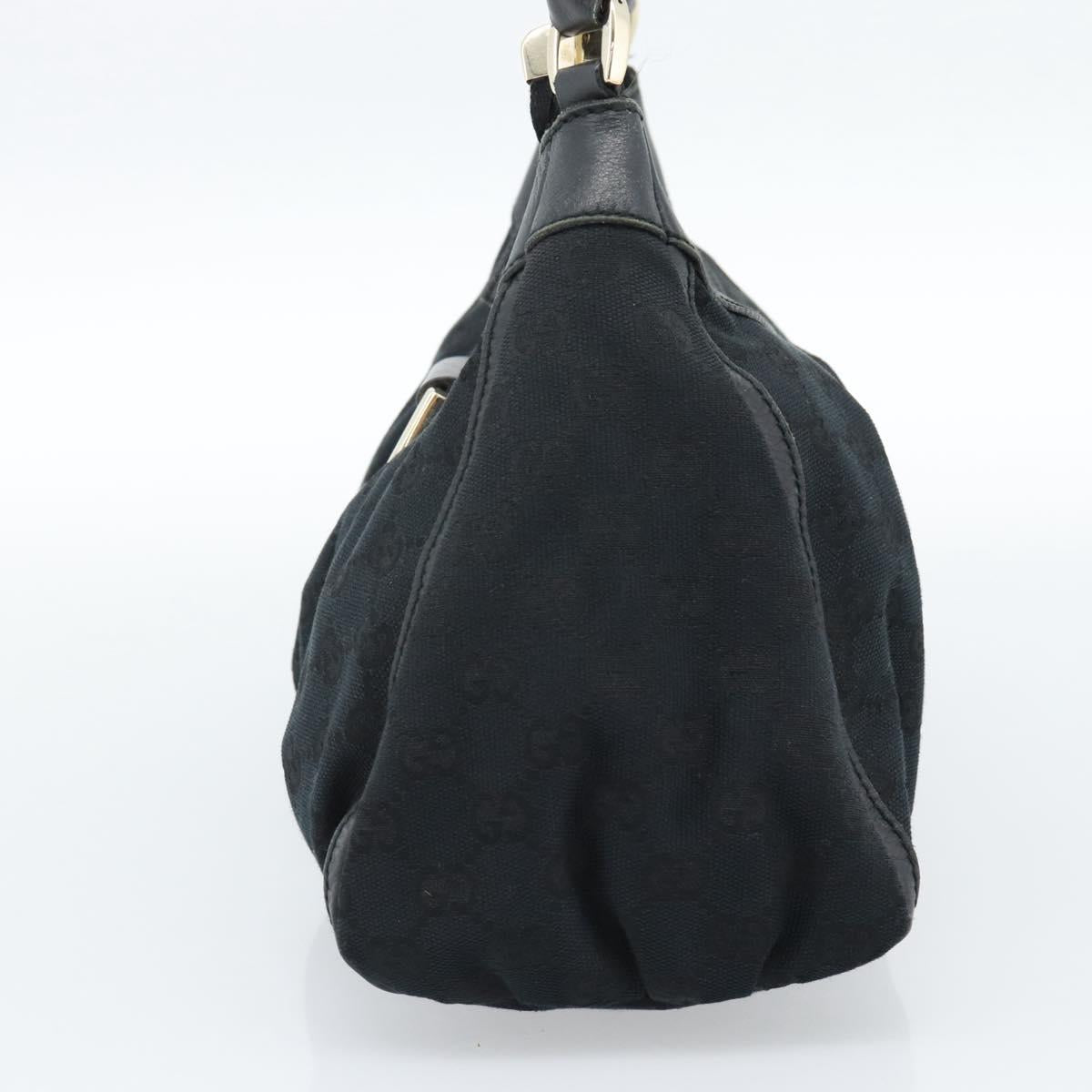 GUCCI GG Canvas Abbey Shoulder Bag Black Gold 190525 Auth 185679V