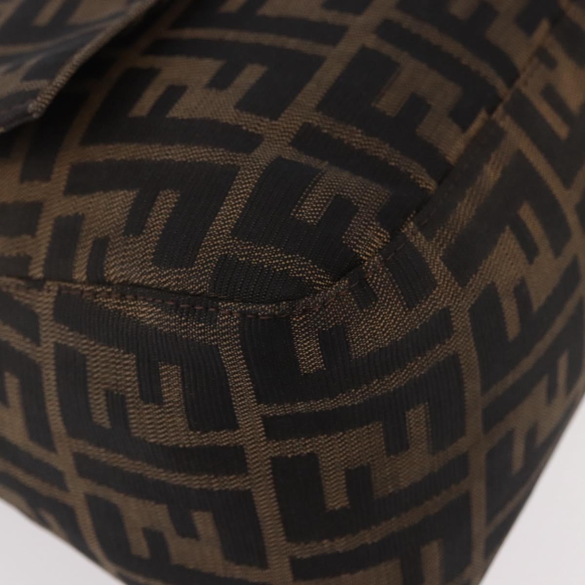 FENDI Zucca Canvas Mamma Baguette Shoulder Bag Black Brown Auth 185682SAV