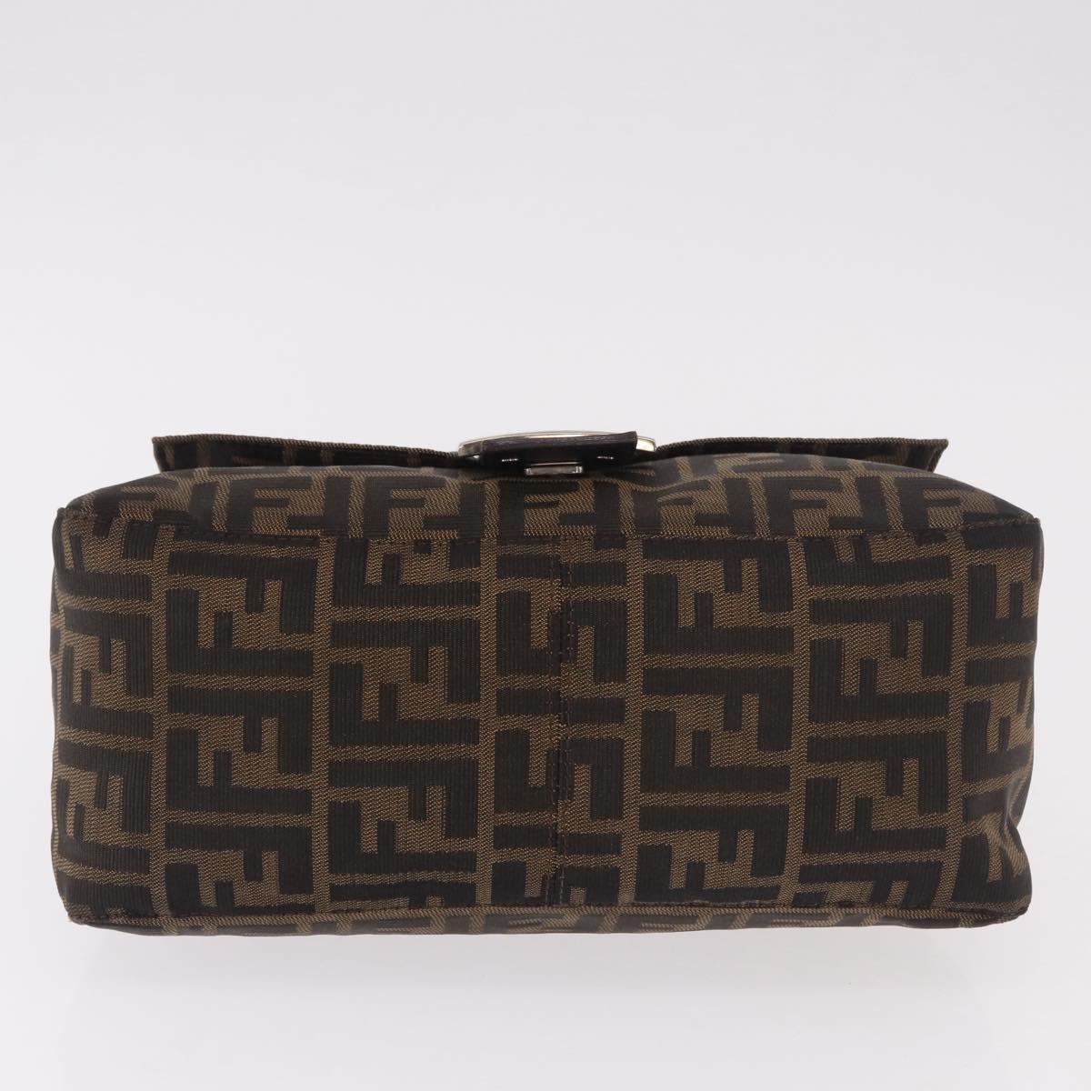 FENDI Zucca Canvas Mamma Baguette Shoulder Bag Black Brown Auth 185682SAV