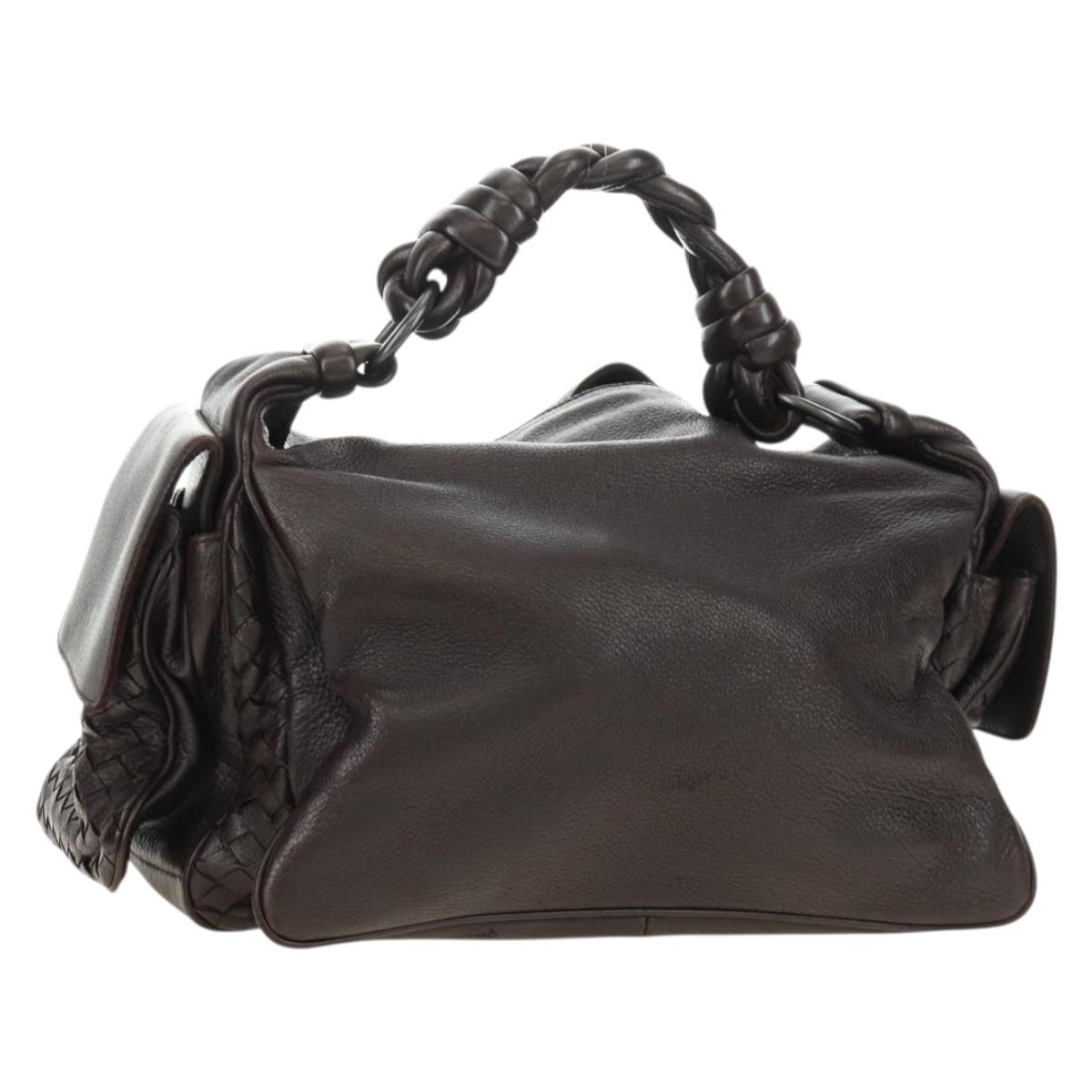 BOTTEGA VENETA INTRECCIATO Cocker Hand Bag Leather Brown Auth 185683V
