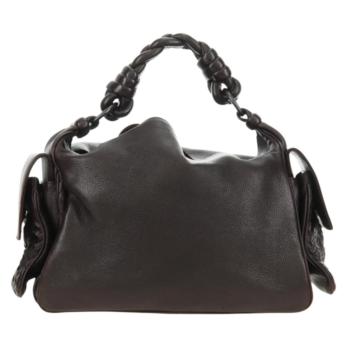 BOTTEGA VENETA INTRECCIATO Cocker Hand Bag Leather Brown Auth 185683V