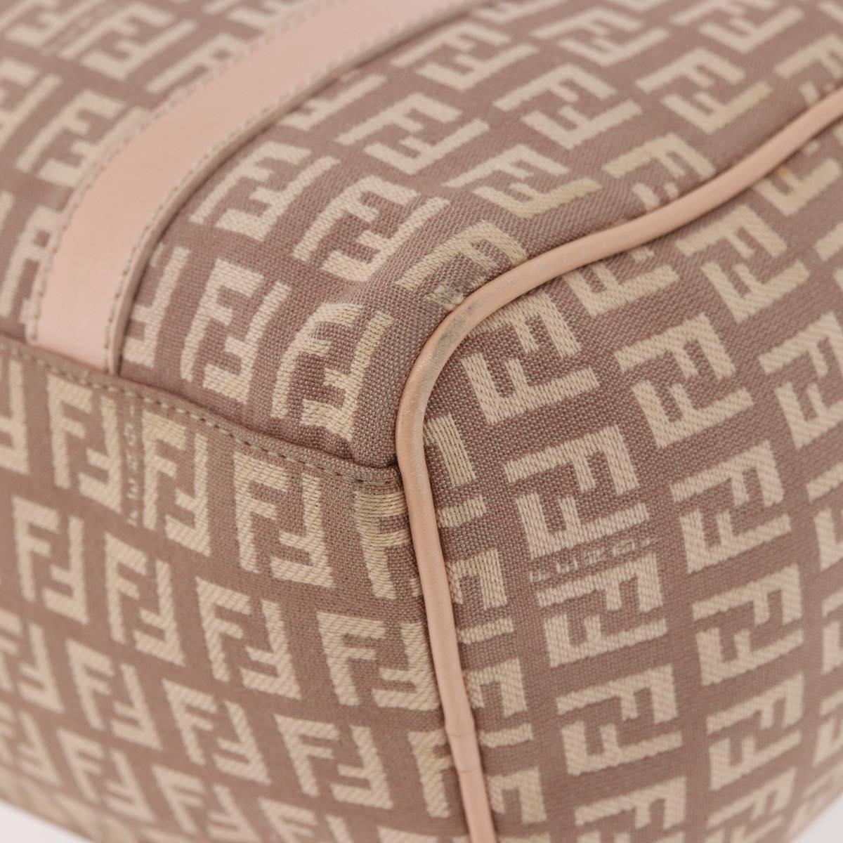 FENDI Zucchino Canvas Hand Bag Pink Gold Auth 185684