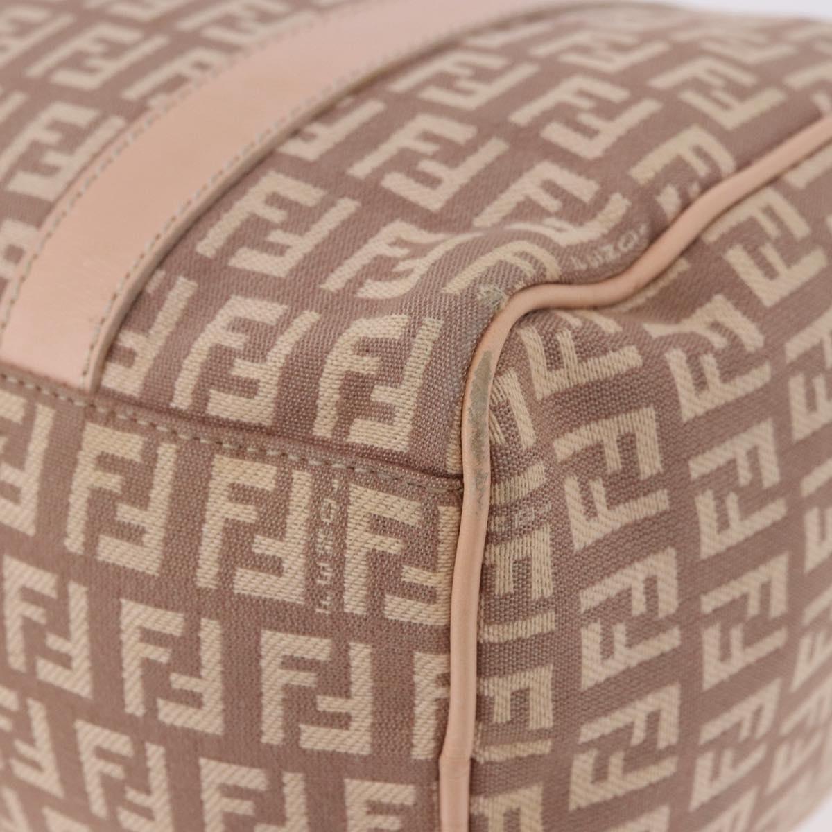 FENDI Zucchino Canvas Hand Bag Pink Gold Auth 185684