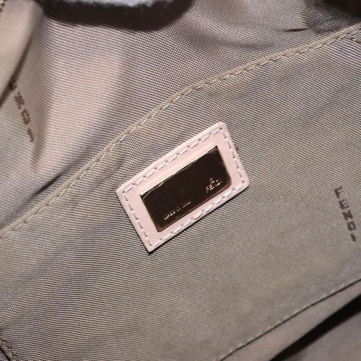 FENDI Zucchino Canvas Hand Bag Pink Gold Auth 185684