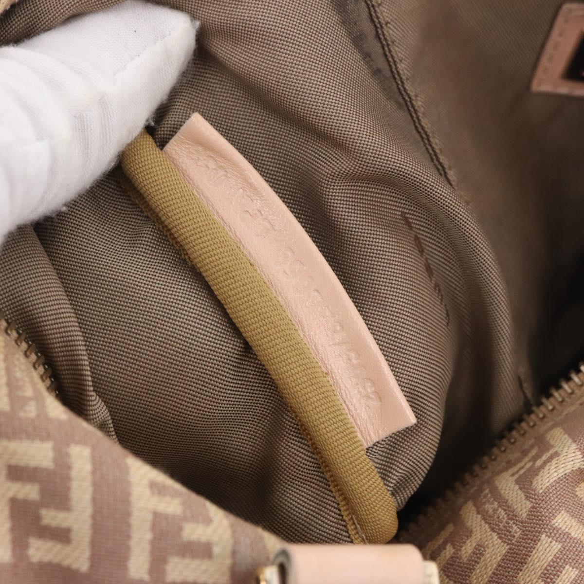 FENDI Zucchino Canvas Hand Bag Pink Gold Auth 185684