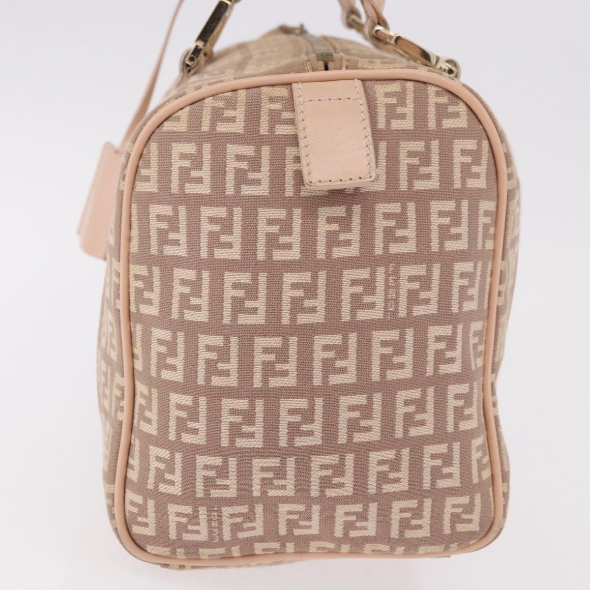FENDI Zucchino Canvas Hand Bag Pink Gold Auth 185684