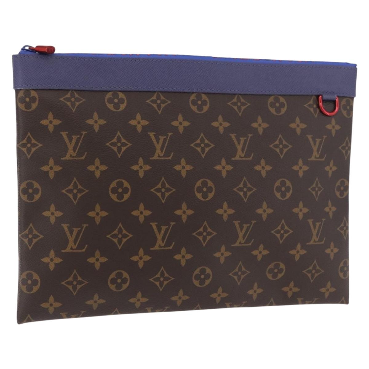 LOUIS VUITTON Monogram Pochette Apollo Clutch Bag Blue M63048 LV Auth 185686
