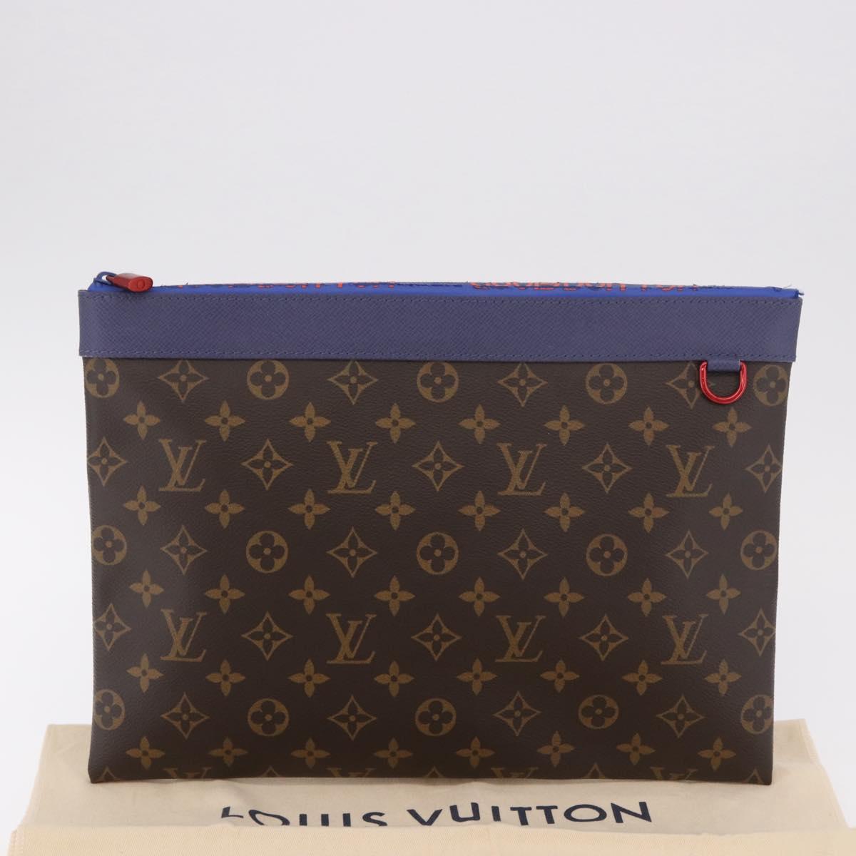 LOUIS VUITTON Monogram Pochette Apollo Clutch Bag Blue M63048 LV Auth 185686
