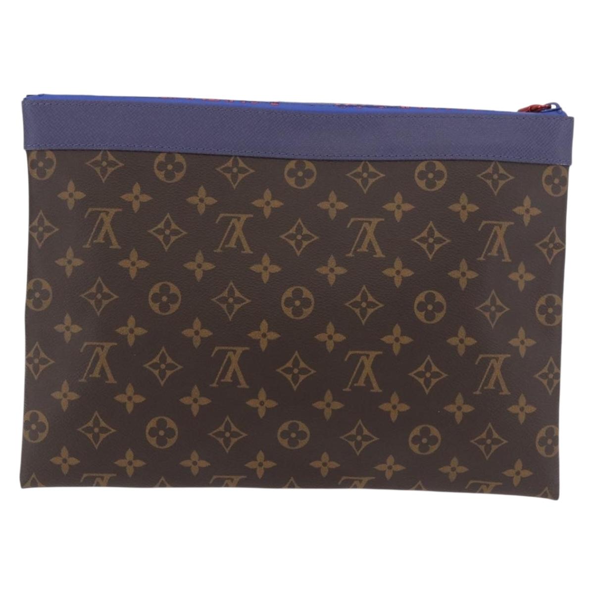 LOUIS VUITTON Monogram Pochette Apollo Clutch Bag Blue M63048 LV Auth 185686