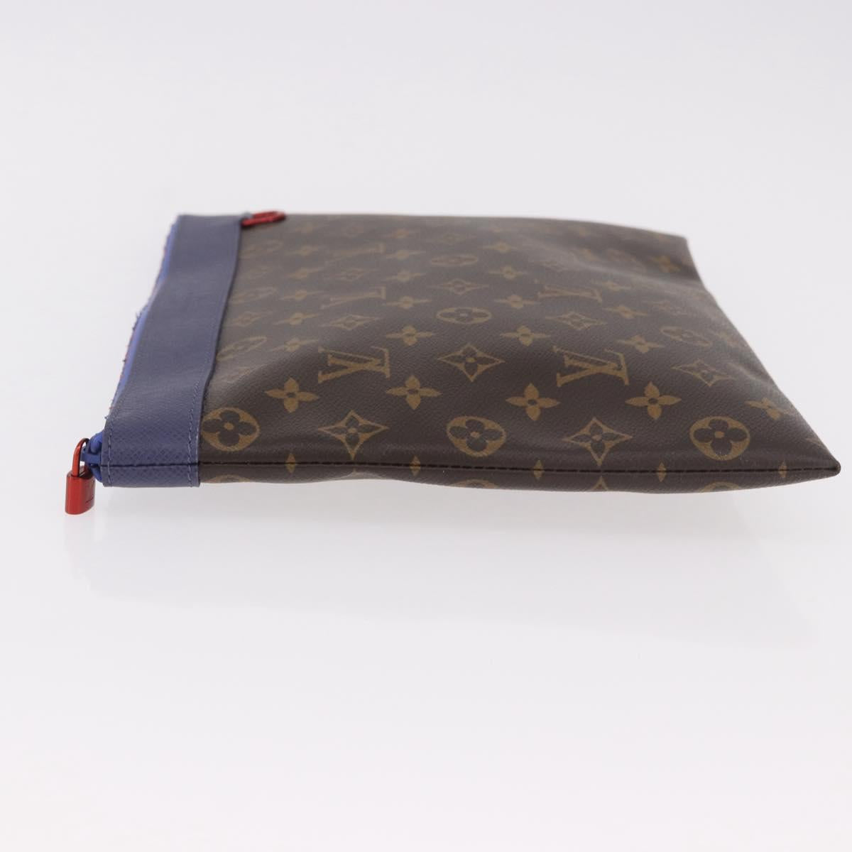 LOUIS VUITTON Monogram Pochette Apollo Clutch Bag Blue M63048 LV Auth 185686