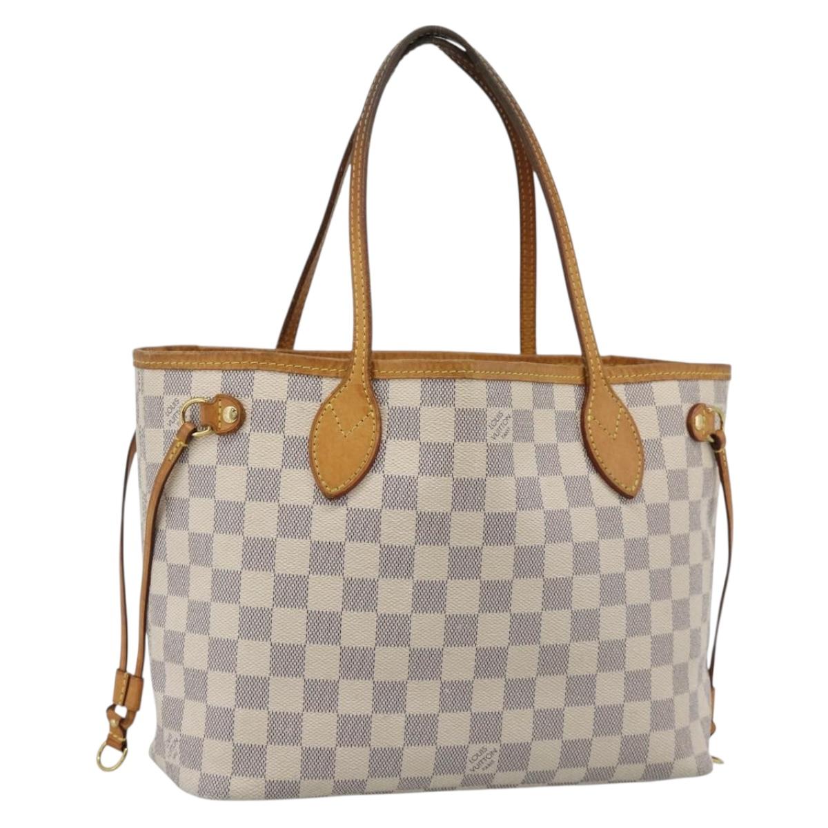 LOUIS VUITTON Damier Azur Neverfull PM Tote Bag N41362 LV Auth 185688