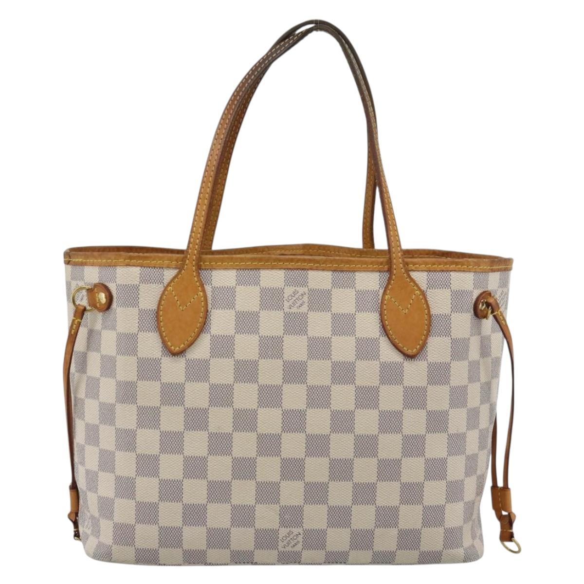 LOUIS VUITTON Damier Azur Neverfull PM Tote Bag N41362 LV Auth 185688