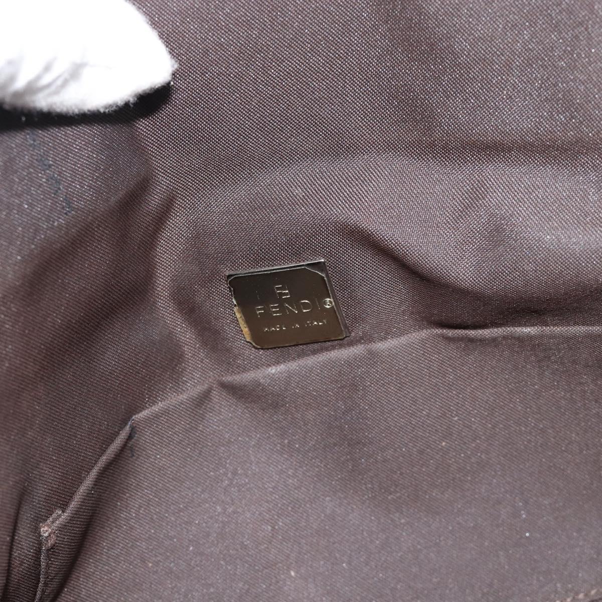 FENDI Zucca Canvas Shoulder Bag Black Brown Auth 185690